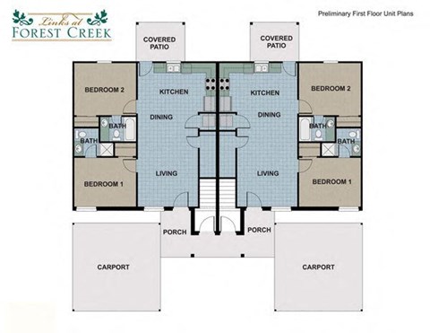 Floor plan for 2 beds, 2 baths, 958 sqft